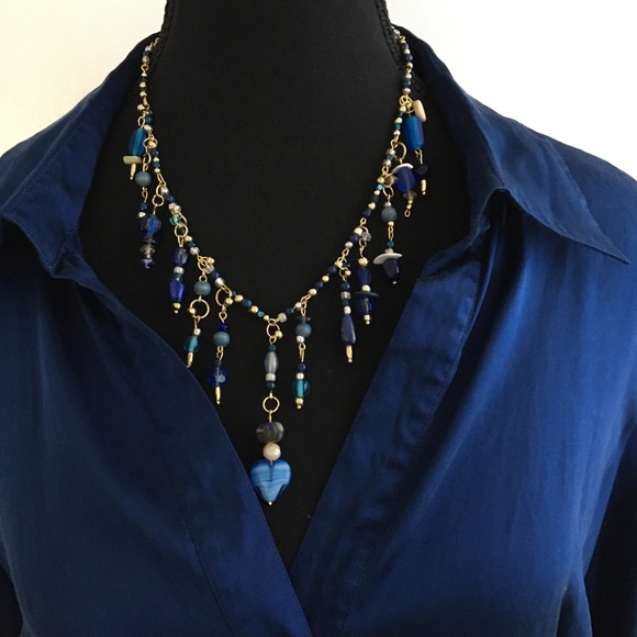 Bohemian Blue Statement Necklace & Earrings - Picture 5 of 6